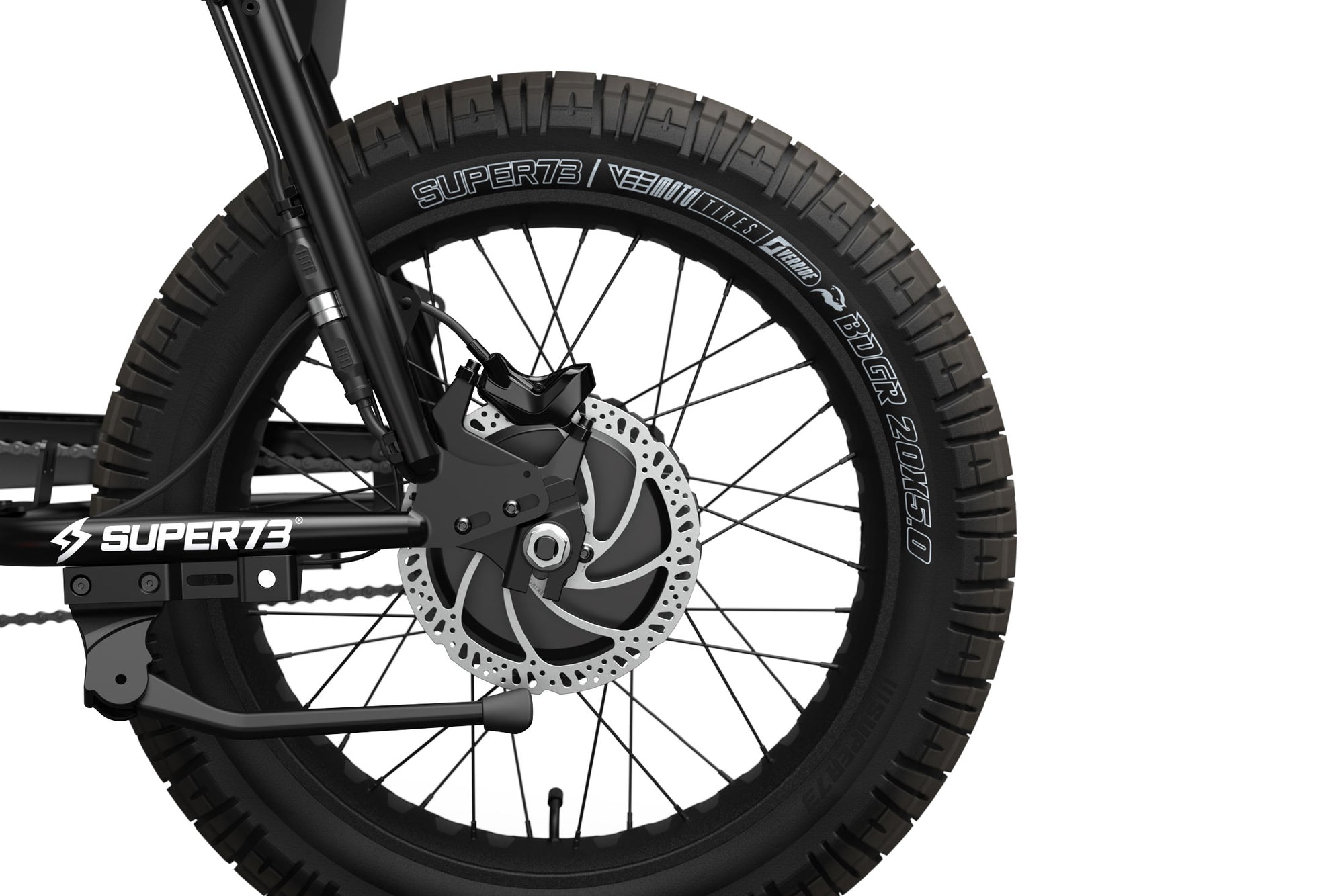 Detail shot of the SUPER73-S2 rear tire.