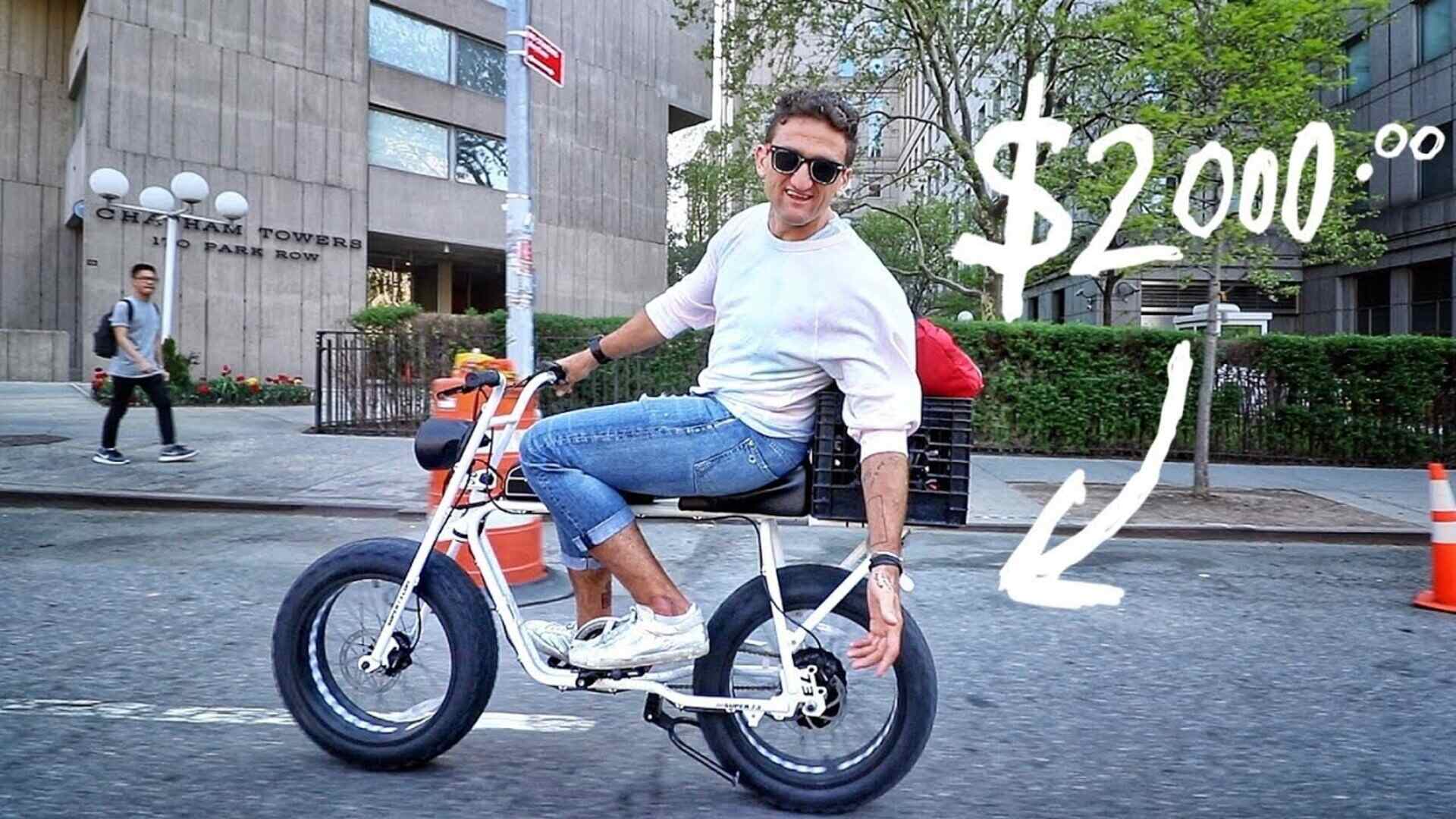 Vlogger Casey Neistat riding a Super73 ebike