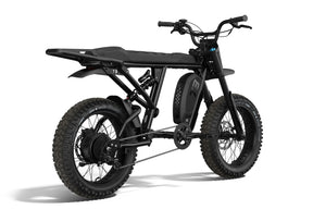 Rear/side view of the SUPER73-R Blackout ebike.