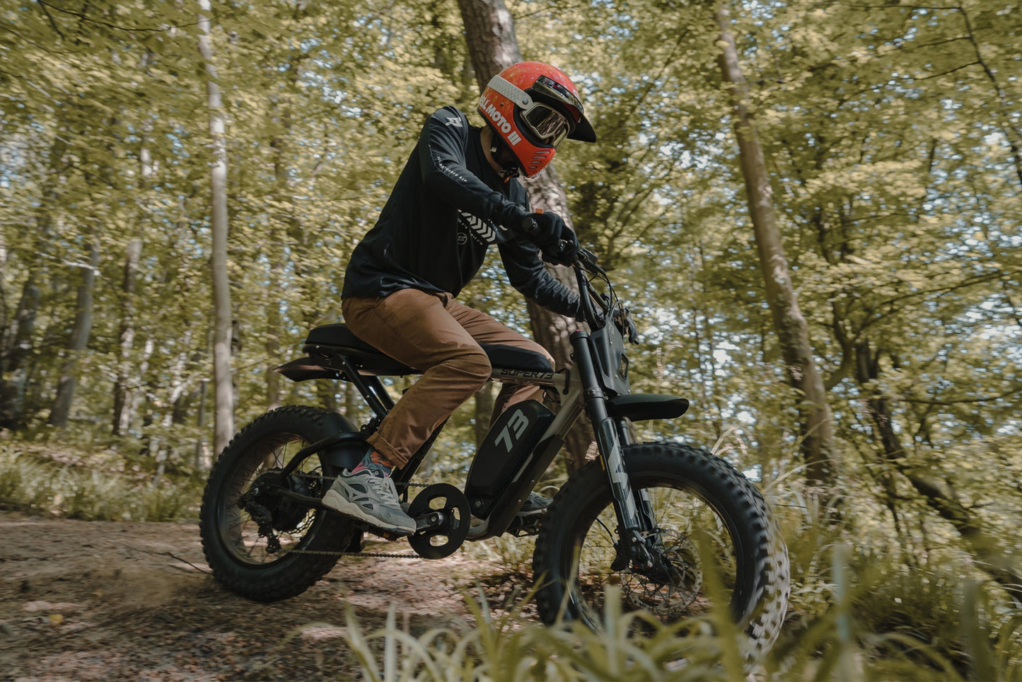 side view of the SUPER73 R Adventure ebike in the color Sandstorm