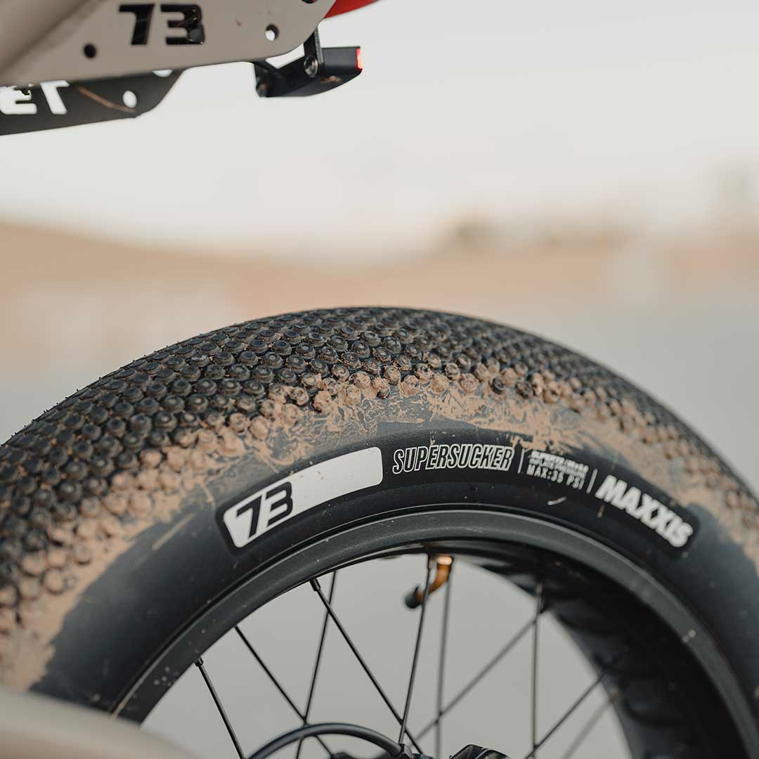 close up lifestyle image of SuperSucker Tire 20in. x 5in. (Single) on bike
