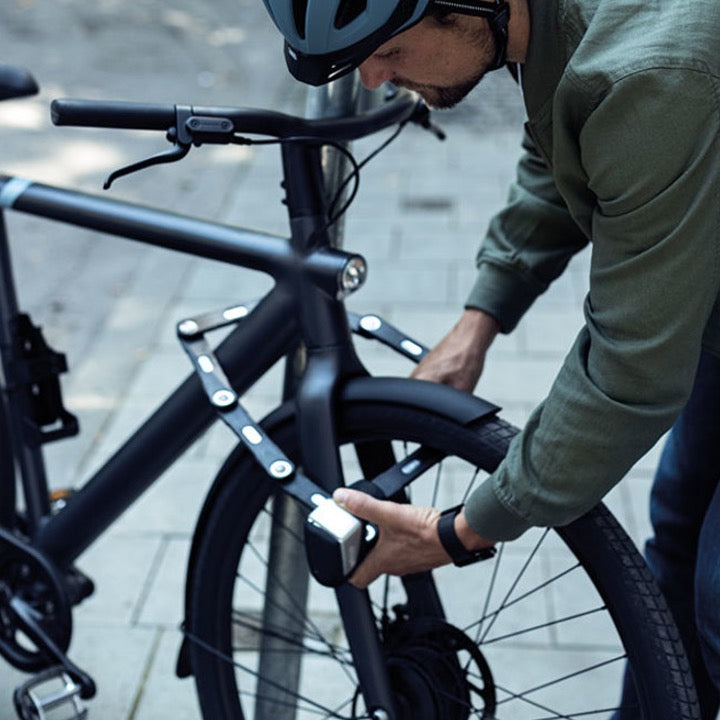 detail shot of ABUS BORDO™ One bike lock in use