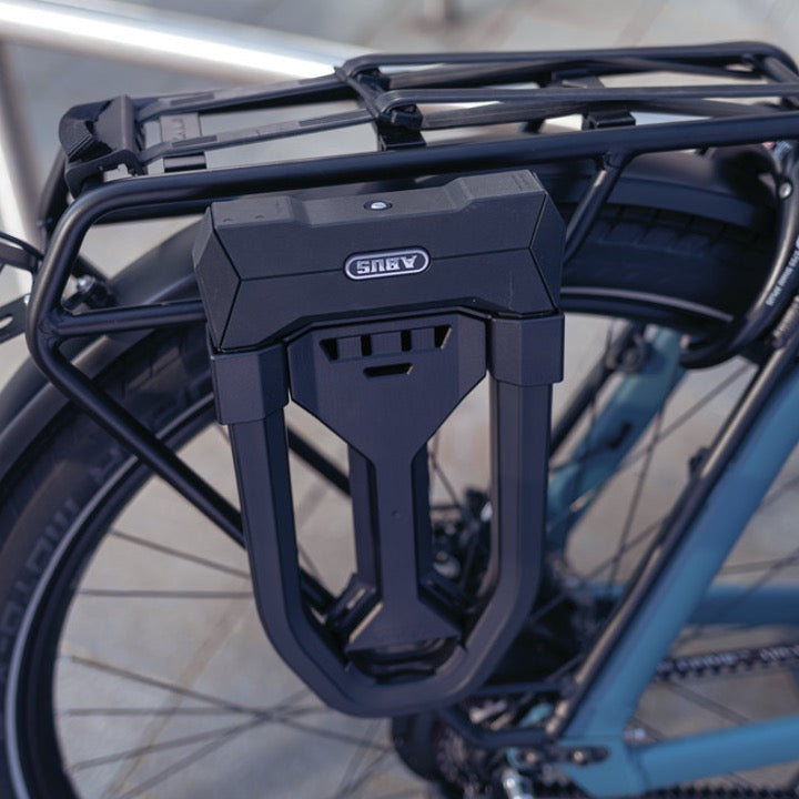 detail shot of ABUS GRANIT Super Extreme Lock on bike