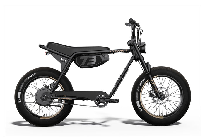 Black ZX electric bike with visible super 73branding on a white background