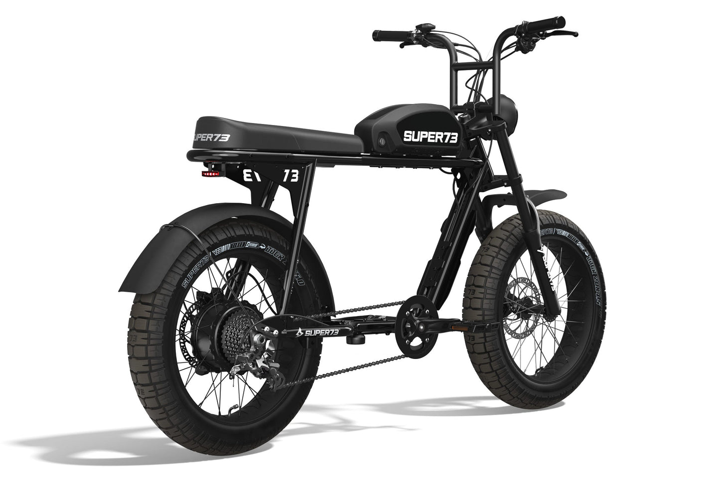 Rear/side shot of the SUPER73-S2 ebike in Obsidian. @color_obsidian