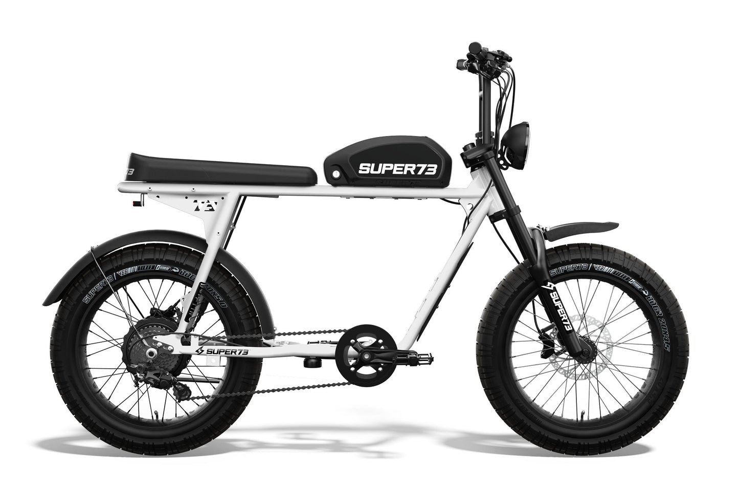 Side shot of the SUPER73-S2 ebike in Bone White. @color_bone white