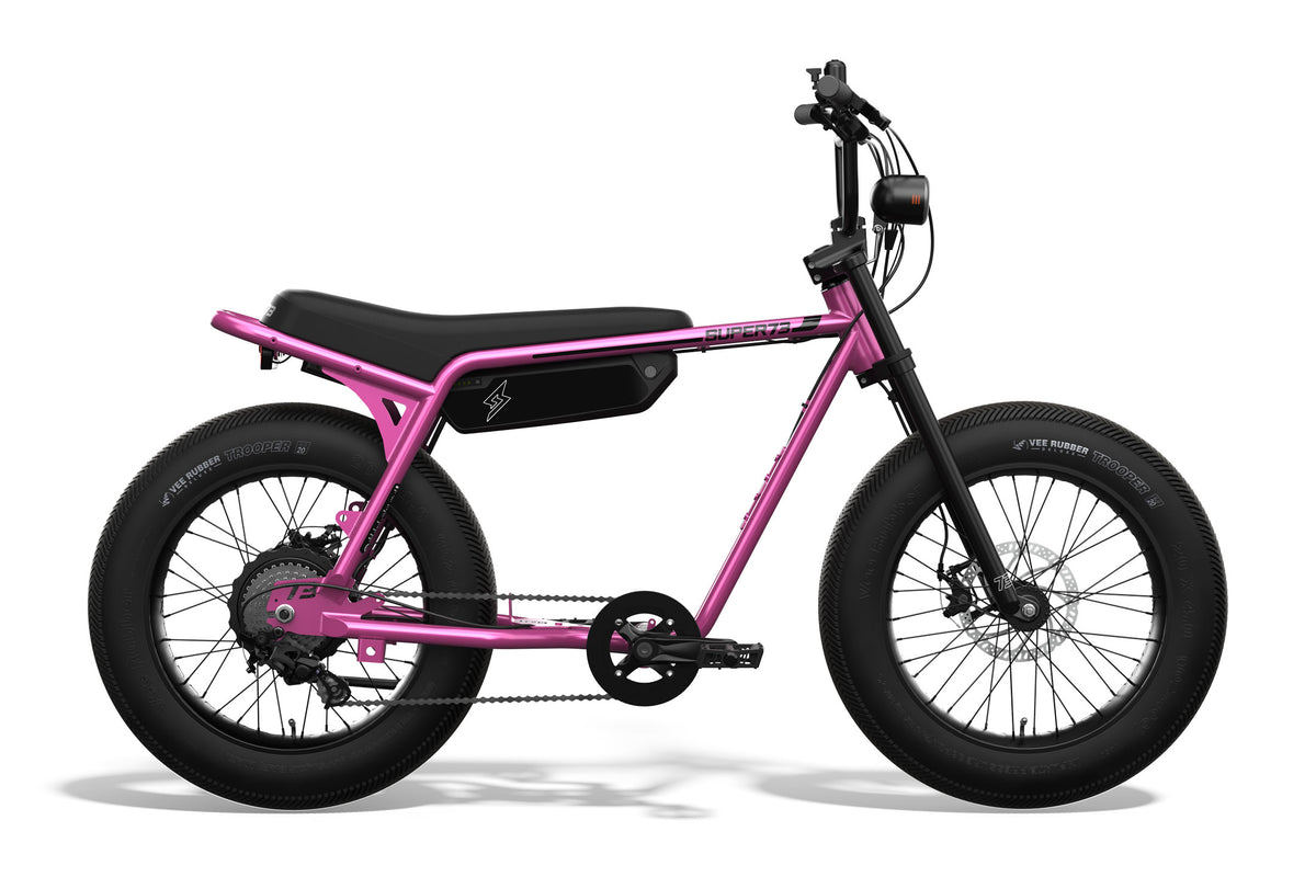 Side view of SUPER73-Z Miami ebike in Prickly Pink. @color_prickly pink