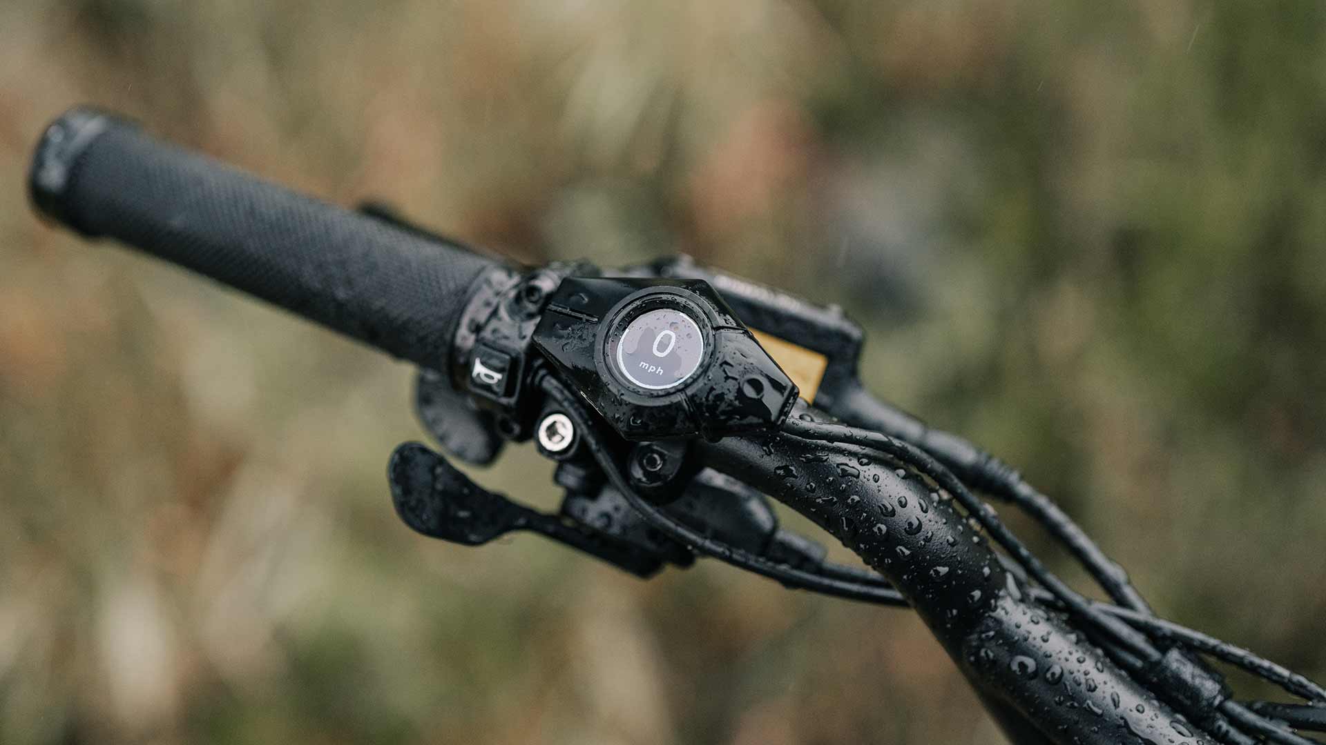 Closeup of the Super73-R Adventure Series ebike highlighting the smart display located on the handlebar.