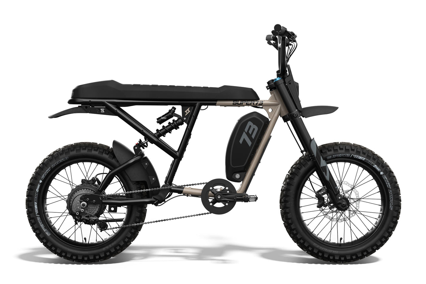 Side view of the SUPER73 R Adventure ebike. @color_sandstorm