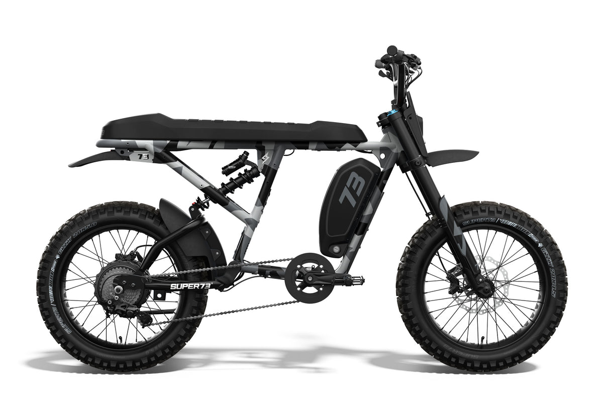 Side view of the SUPER73 R Adventure ebike. @color_snowshadow se