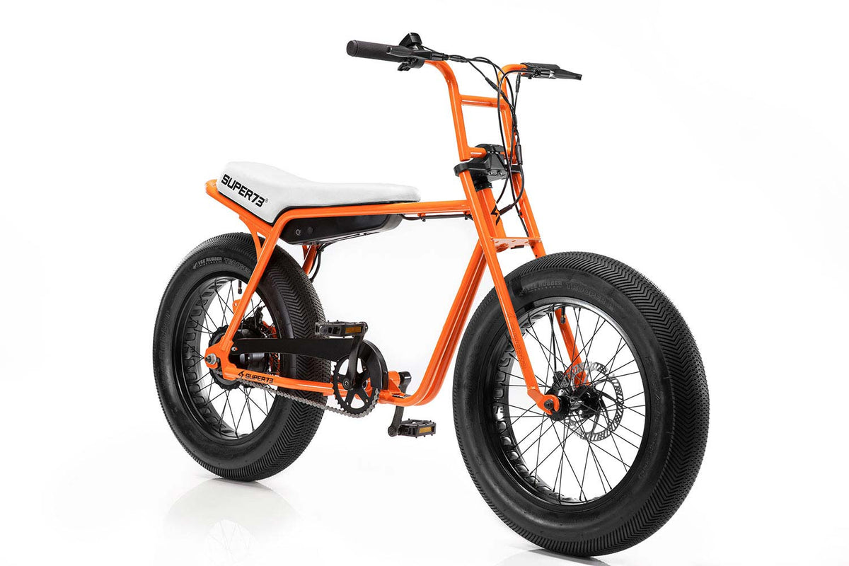 Angled studio shot of Orange bike model